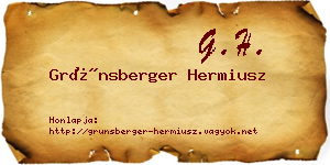 Grünsberger Hermiusz névjegykártya